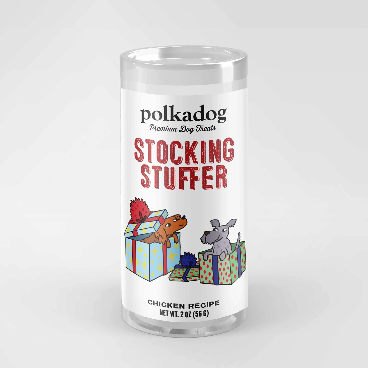 Polka Dog Holiday Mini Tube: Stocking Stuffer, Chicken Little Bits 2oz - Your Pet Connection