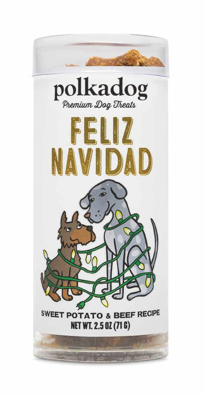 Polkadog Holiday Mini Tube: Feliz Navidad, Sweet Potato and Beef 2.5oz - Your Pet Connection