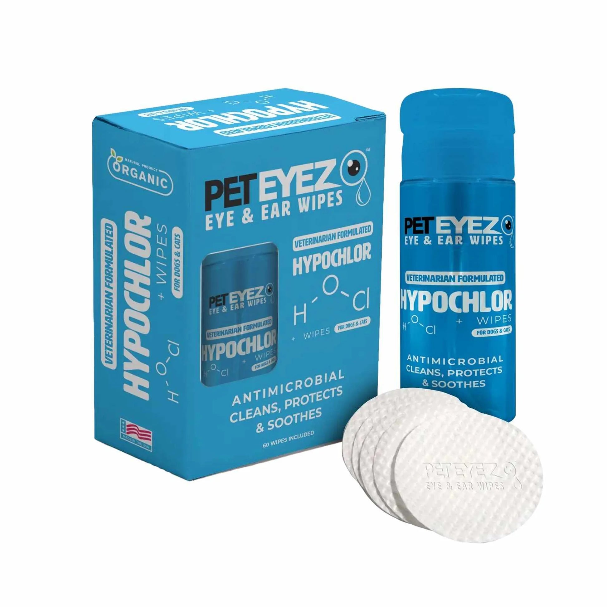 Pet Eyez Eye and Ear Wipes with Hypochlor 60ct - Your Pet Connection