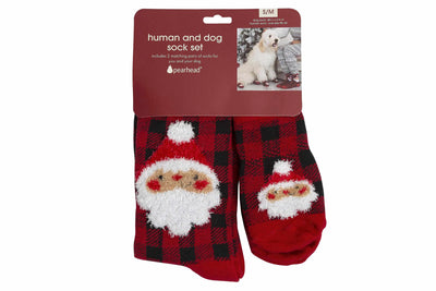 Pearhead Human and Dog Sock Set Buffalo Check Santa - Your Pet Connection