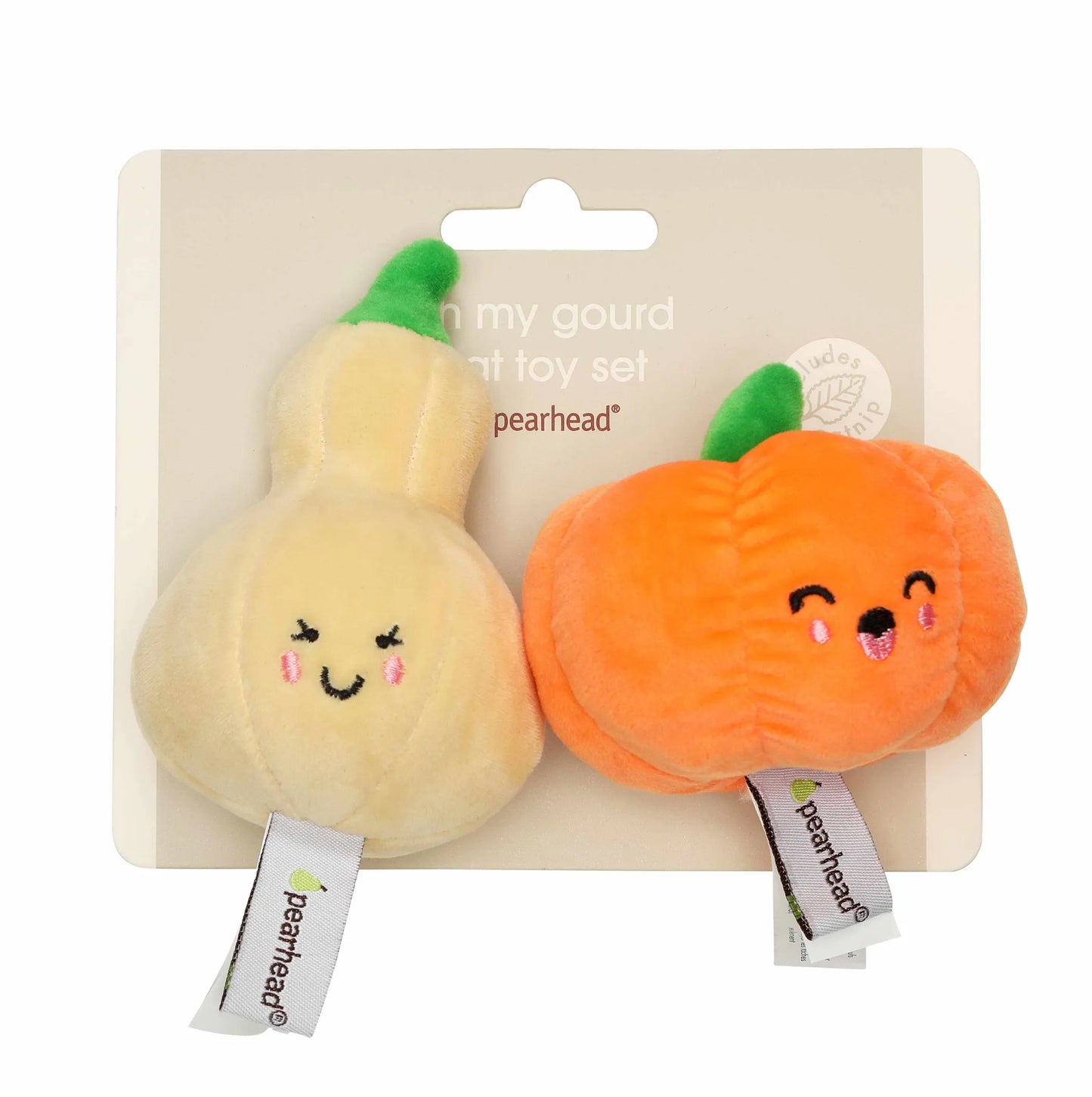 Pearhead Autumn Cat Toy Set with Pumpkin and Gourd