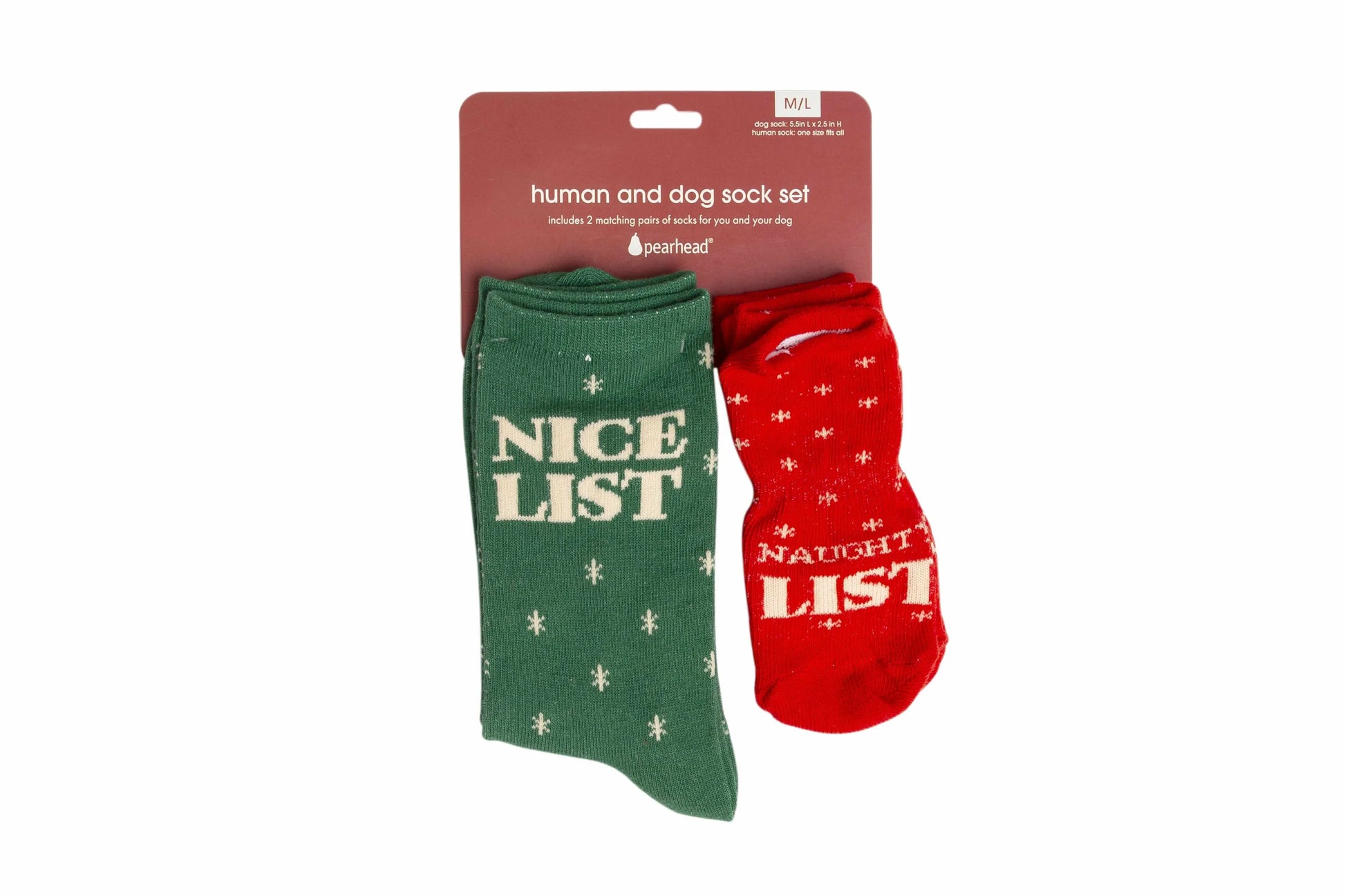 Pearhead Naughty List / Nice List Human and Dog Sock Set - Your Pet Connection