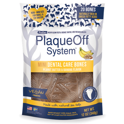 PlaqueOff MINI Dental Care Bones - Peanut Butter & Banana - Your Pet Connection