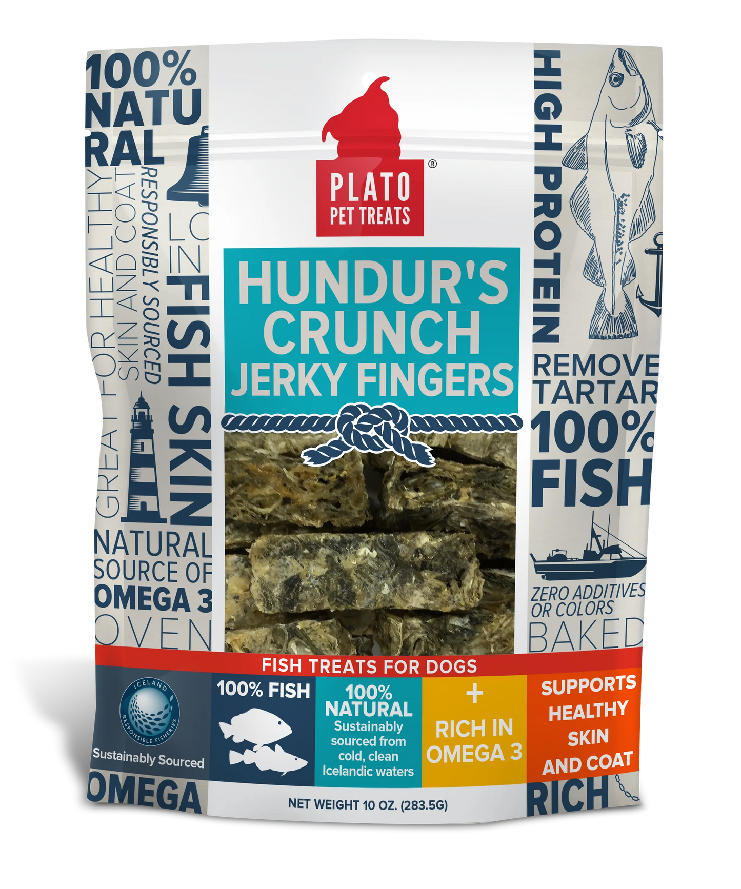 Plato Pet Treats Codfish Skin Crunch Dog Snacks