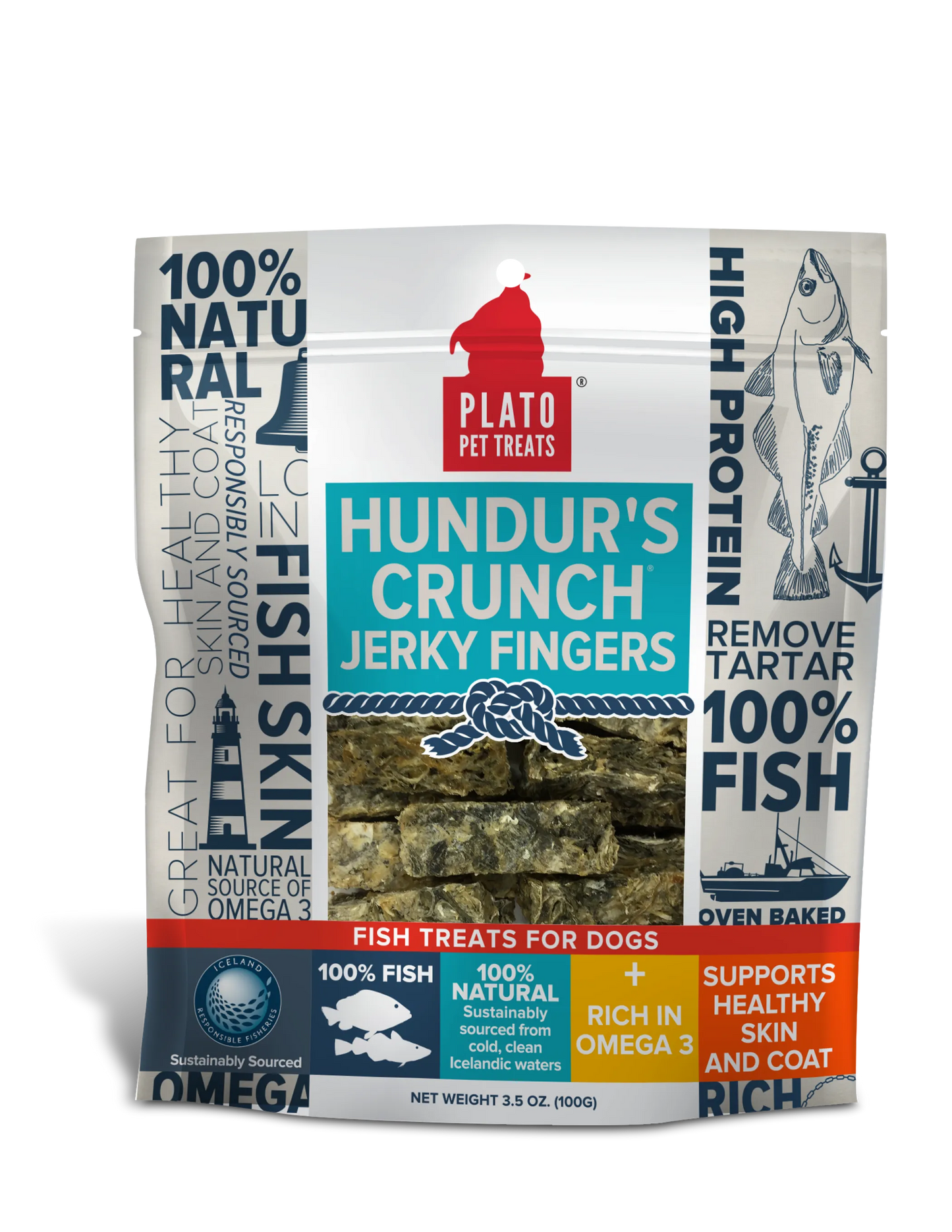 Plato Pet Treats Codfish Skin Crunch Dog Snacks