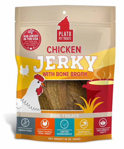Plato Pet Treats Chicken Jerky with Bone Broth - Your Pet Connection