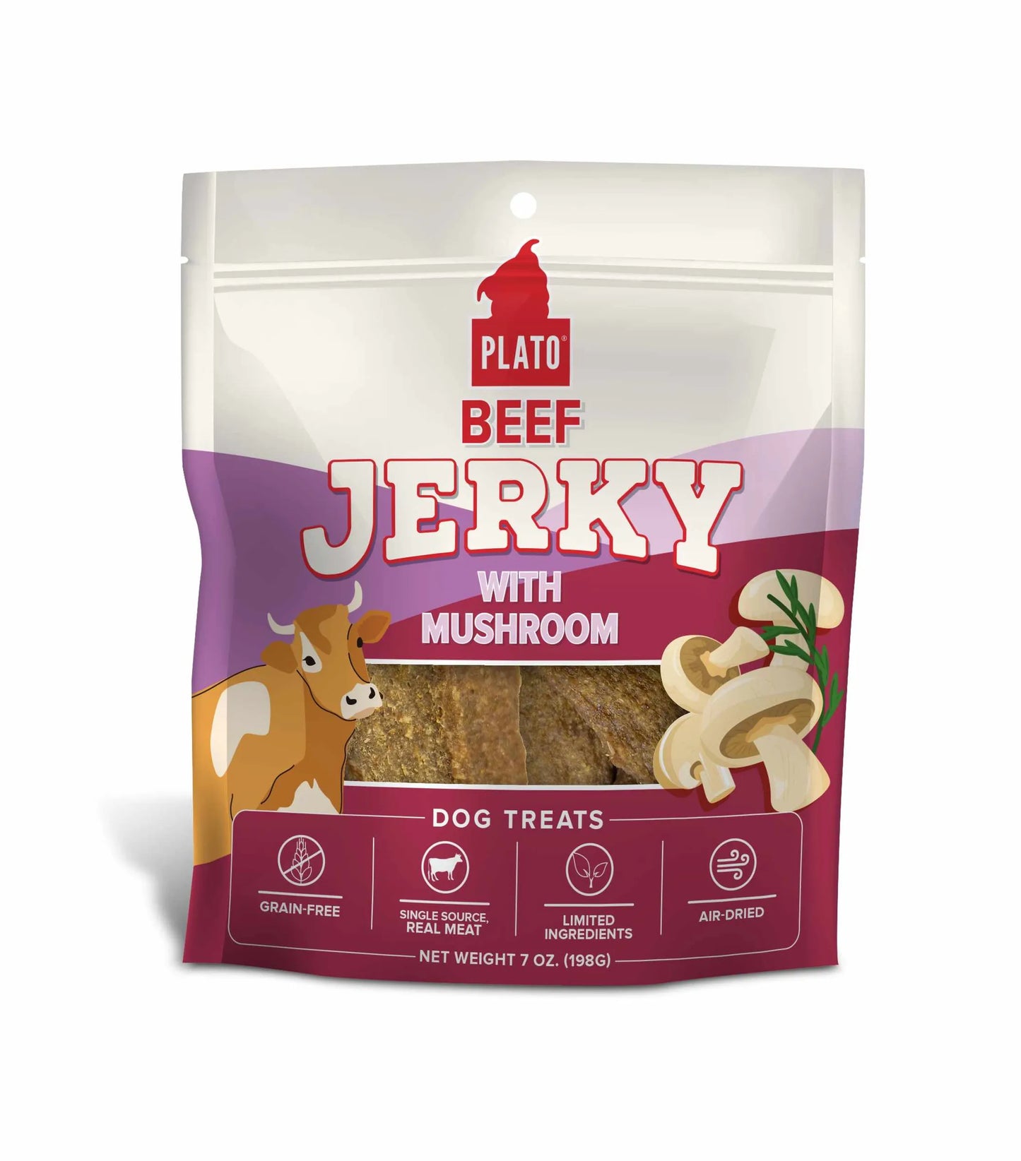 Plato Beef Jerky with Mushroom Dog Treats - Your Pet Connection