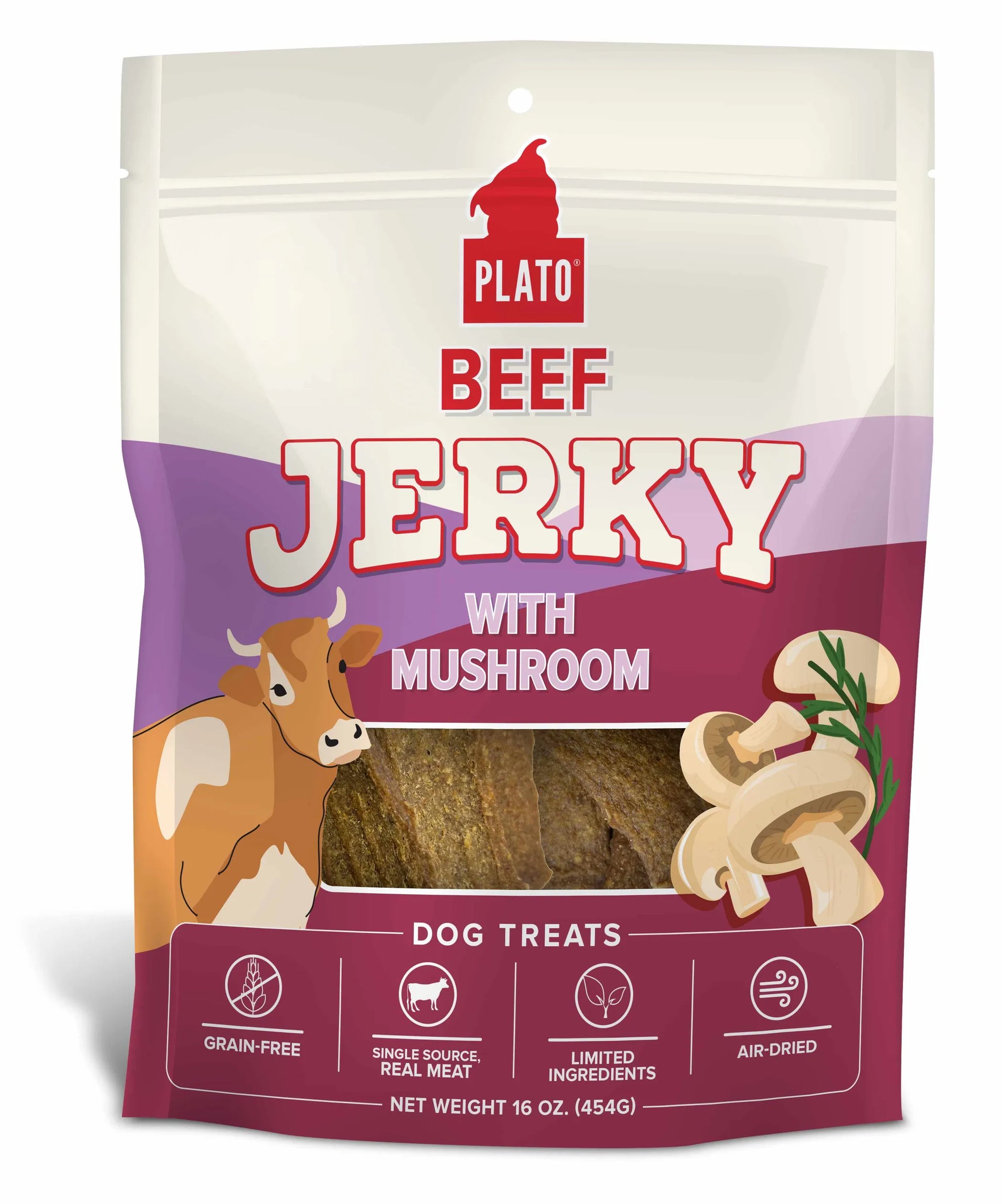 Plato Beef Jerky with Mushroom Dog Treats - Your Pet Connection