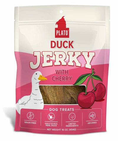 Plato Duck Jerky with Cherry Dog Treats - Your Pet Connection