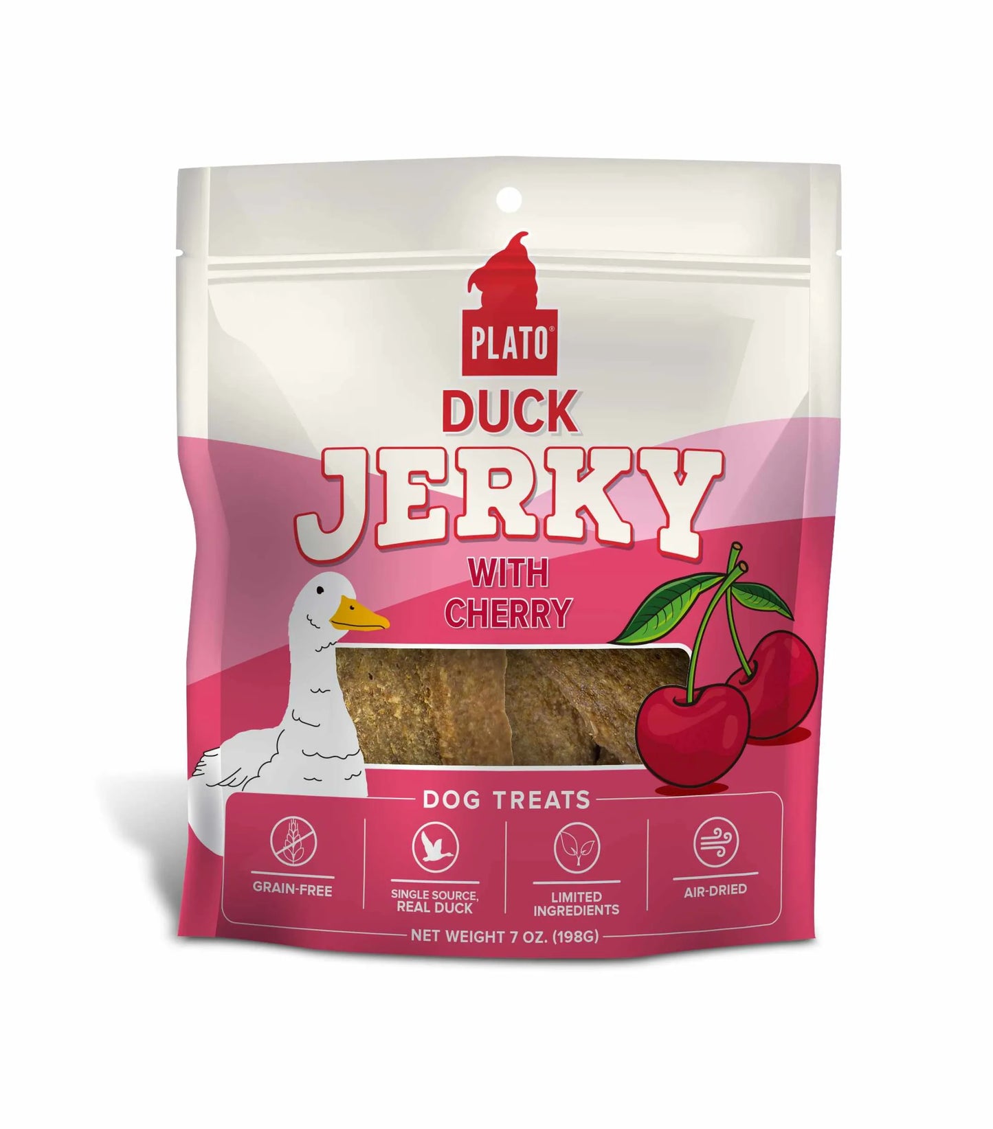 Plato Duck Jerky with Cherry Dog Treats - Your Pet Connection
