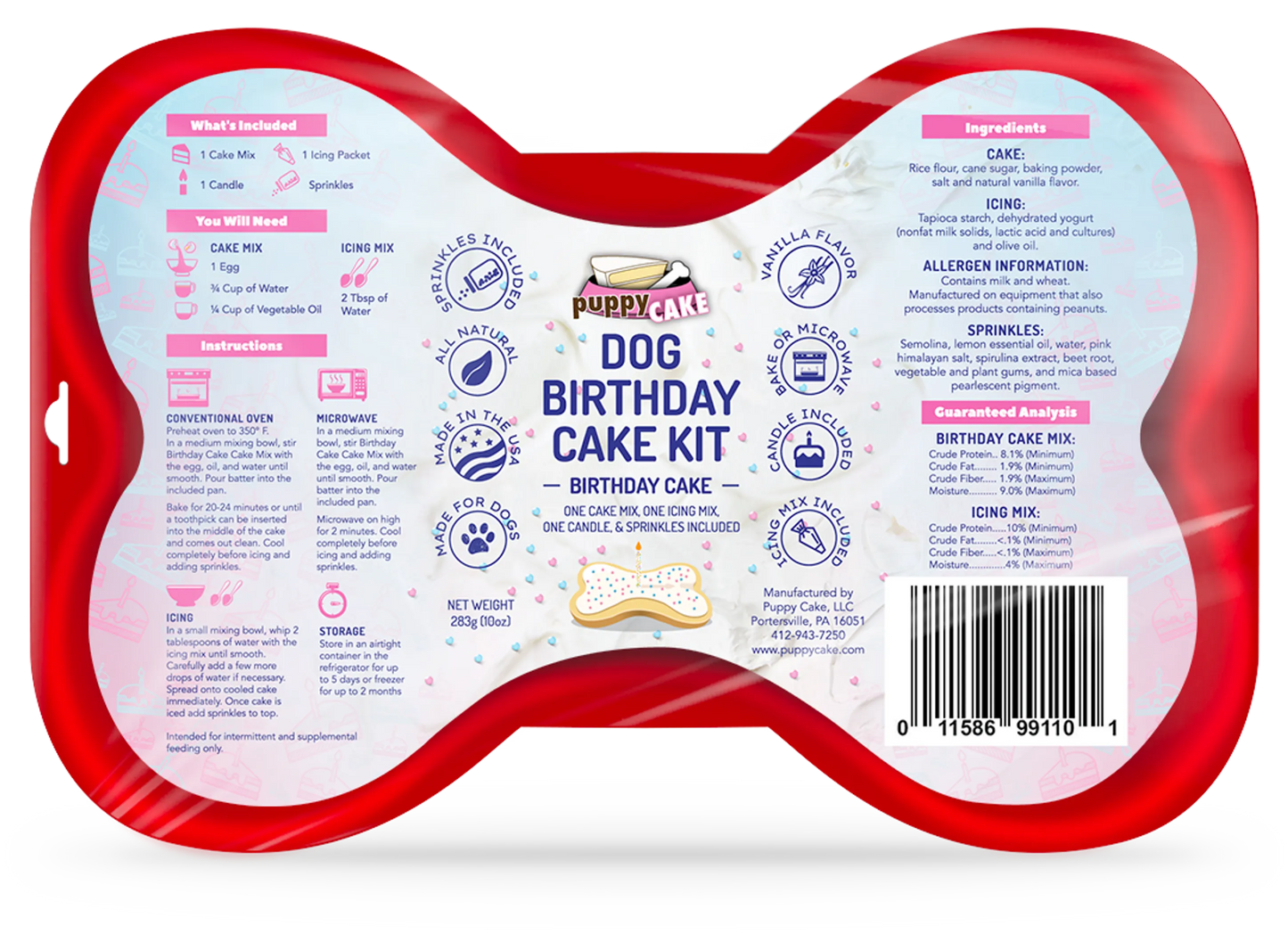 Puppy Cake Dog Birthday Cake Kit  Birthday Cake Flavor with Pupfetti Sprinkles 10oz - Your Pet Connection