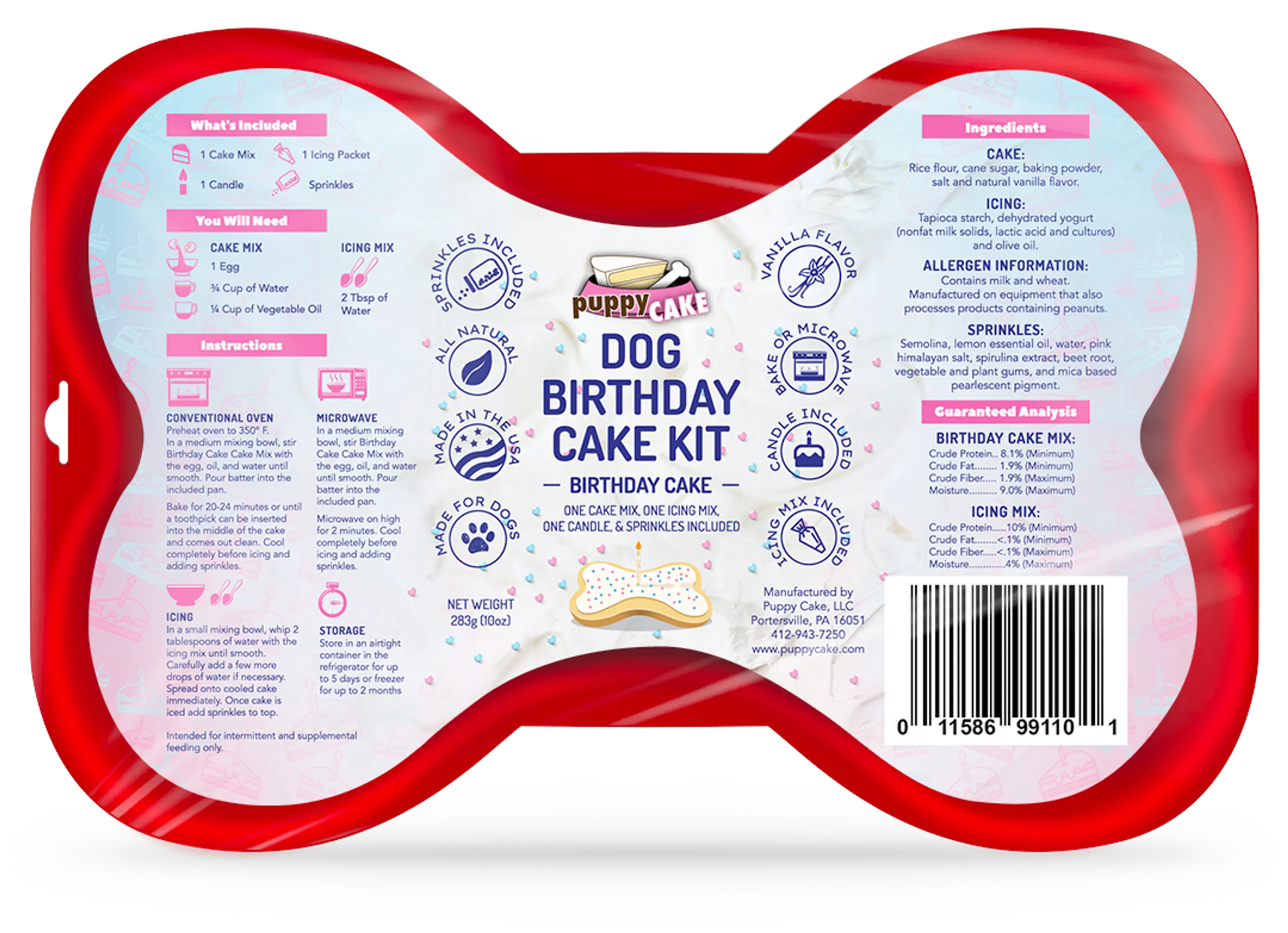 Puppy Cake Dog Birthday Cake Kit  Birthday Cake Flavor with Pupfetti Sprinkles 10oz - Your Pet Connection