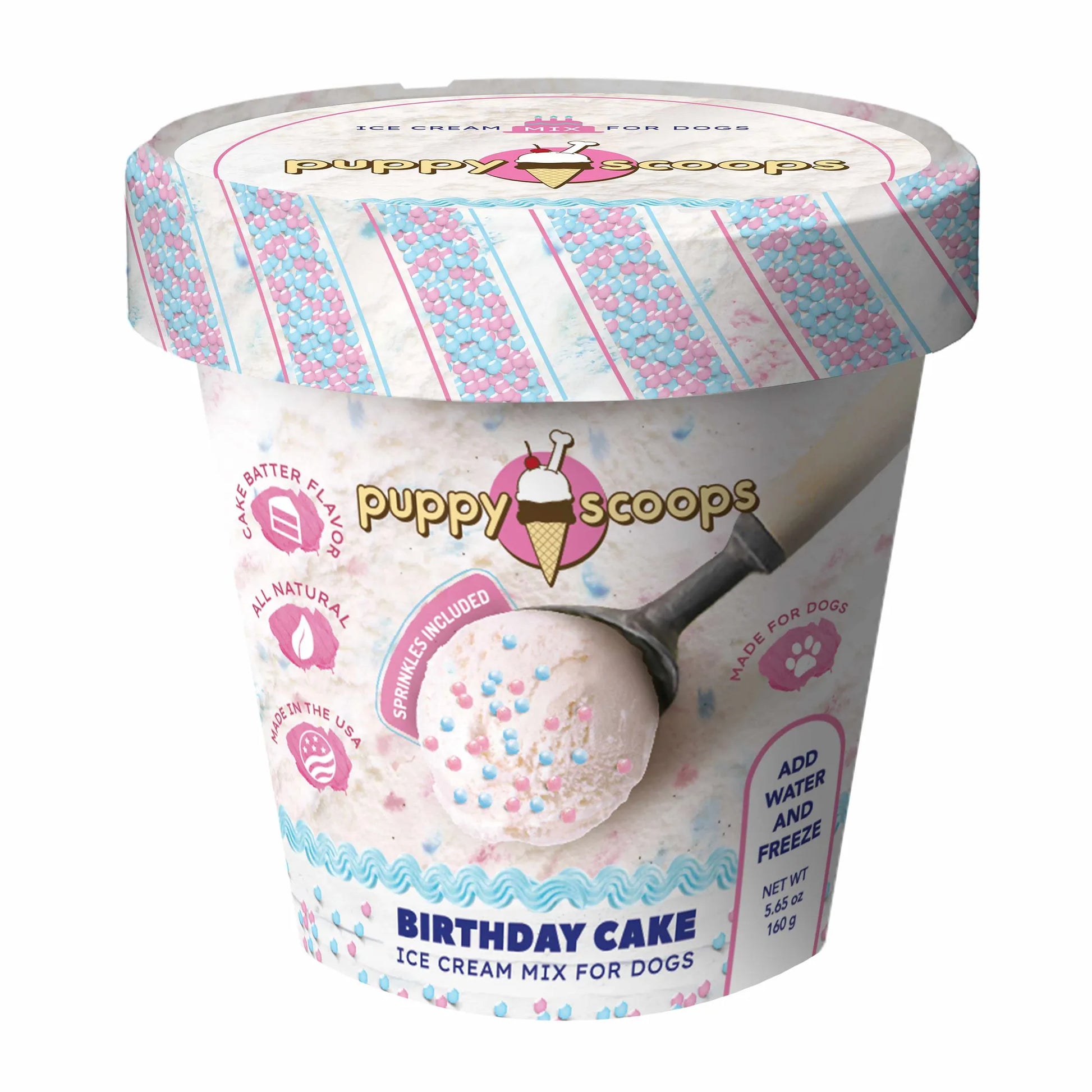 Puppy Cake Scoops Ice Cream Mix Birthday Cake with Pupfetti Sprinkles Pint Large 5.65oz - Your Pet Connection