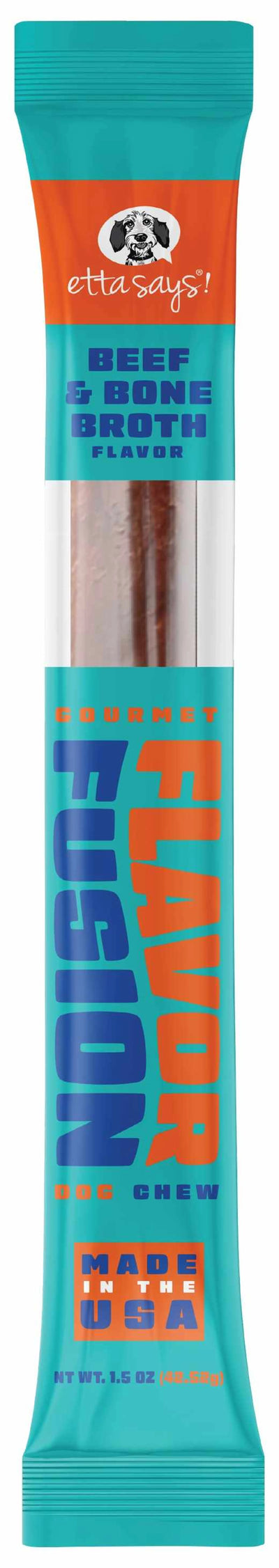 Etta Says! Flavor Fusion Dog Chew Beef and Bone Broth 1.5 oz  12ct - Your Pet Connection