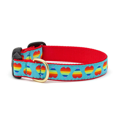Up Country Rainbow Hearts Dog Collar XS