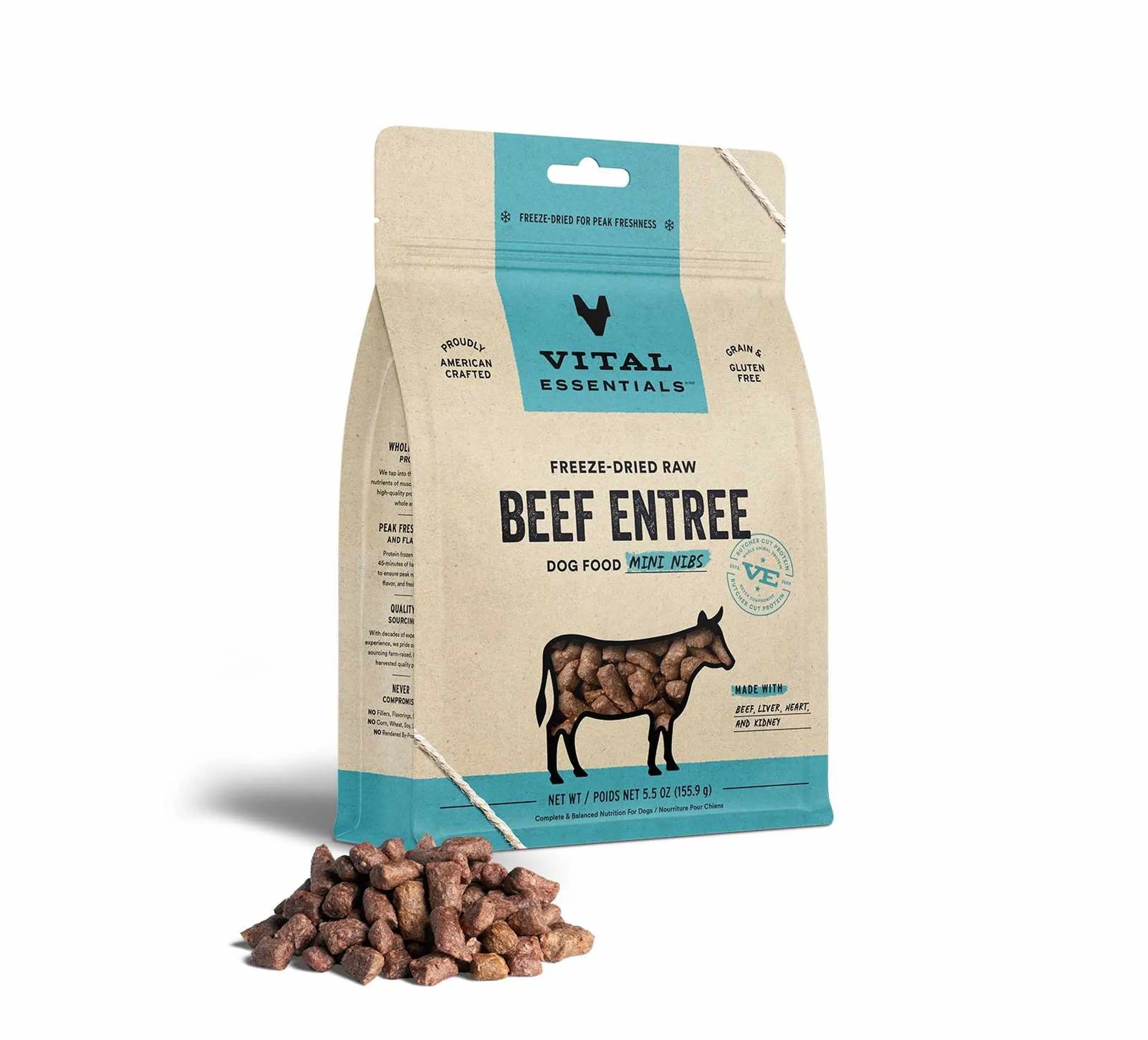 Vital Essentials(R) Freeze-Dried Raw Beef Entree Dog Food Mini Nibs, - Your Pet Connection