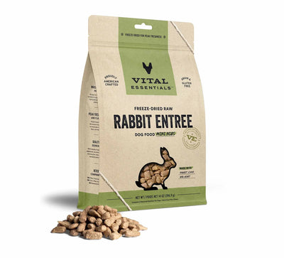 Vital Essentials(R) Freeze-Dried Raw Rabbit Entree Dog Food Mini Nibs, - Your Pet Connection