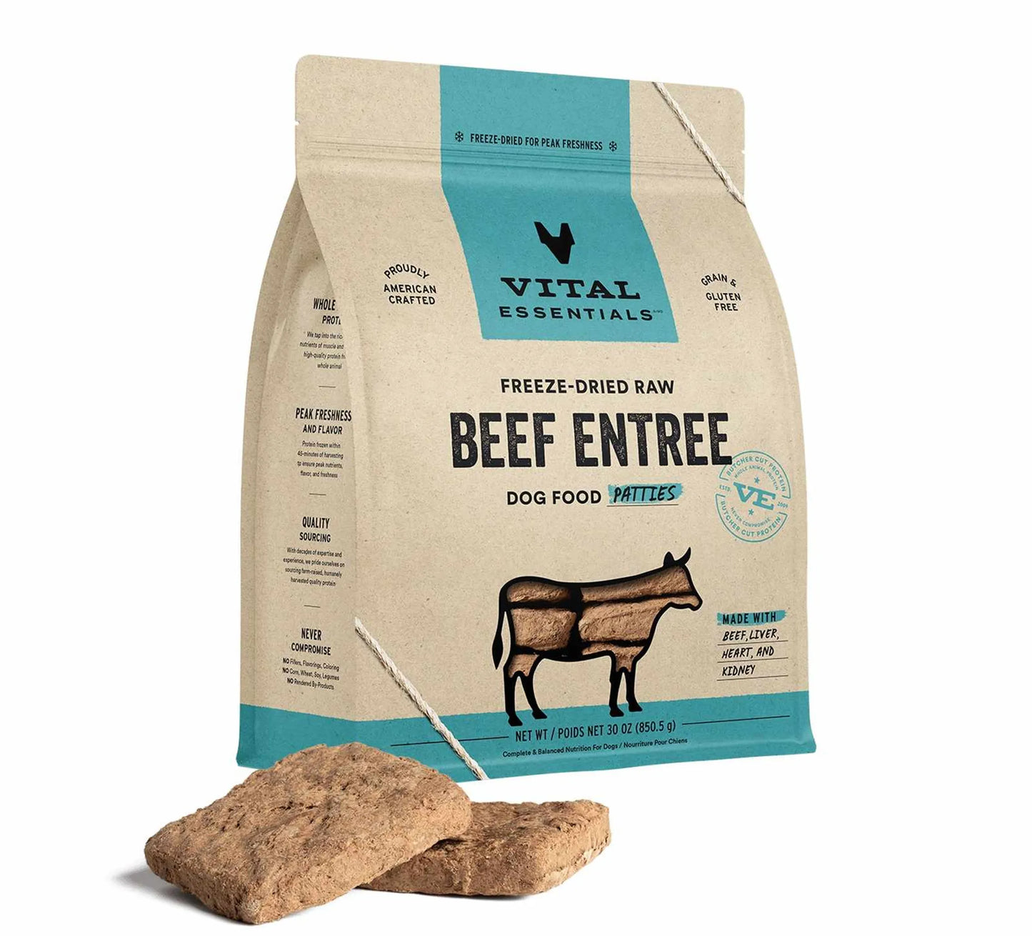 Vital Essentials(R) Freeze-Dried Raw Beef Entree Dog Food Patties, 30 oz - Your Pet Connection