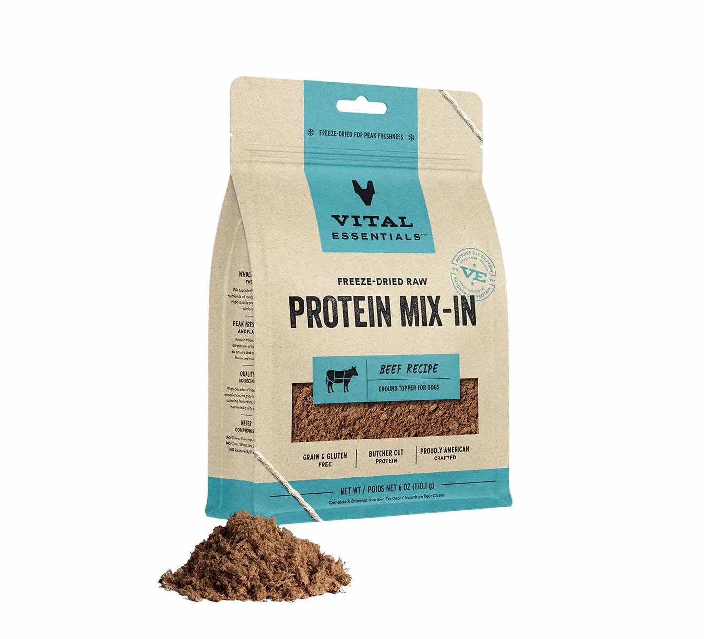 Vital Essentials(R) Freeze-Dried Raw Beef Protein Mix-In Ground Topper for Dogs, 6 oz - Your Pet Connection