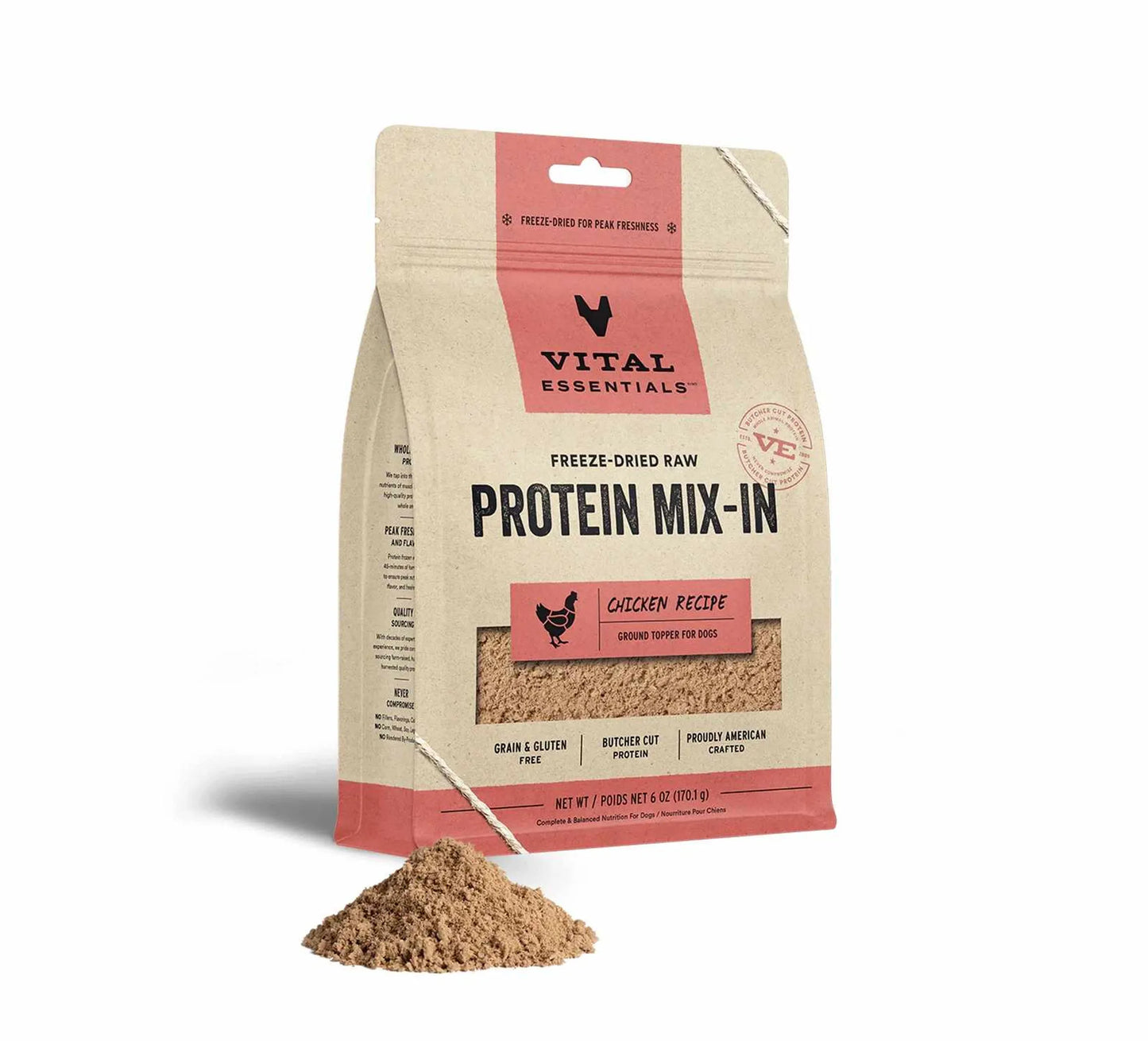 Vital Essentials(R) Freeze-Dried Raw Chicken Protein Mix-In Ground Topper for Dogs, 6 oz - Your Pet Connection