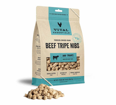 Vital Essentials(R) Freeze-Dried Beef Tripe Nibs Dog Treats, - Your Pet Connection