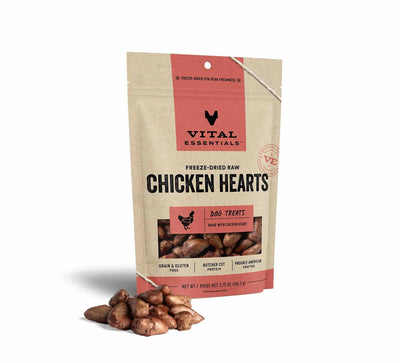 Vital Essentials(R) Freeze-Dried Chicken Hearts Dog Treats, - Your Pet Connection