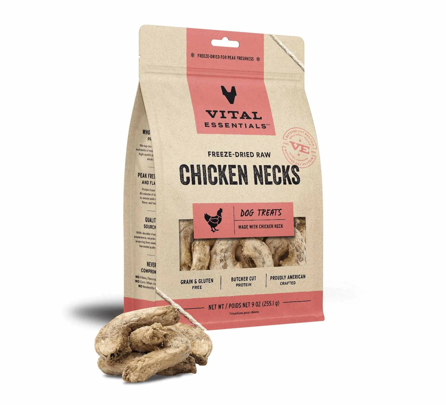 Vital Essentials Chicken Neck Dog Treats 9oz