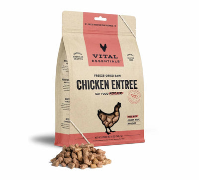 Vital Essentials(R) Freeze-Dried Raw Chicken Entree Cat Food Mini Nibs, - Your Pet Connection