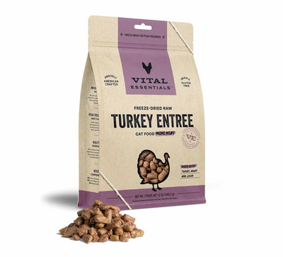 Vital Essentials(R) Freeze-Dried Raw Turkey Entree Cat Food Mini Nibs, - Your Pet Connection