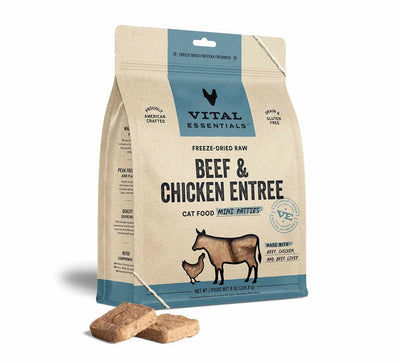 Vital Essentials(R) Freeze-Dried Raw Beef & Chicken Entree Cat Food Mini Patties, - Your Pet Connection
