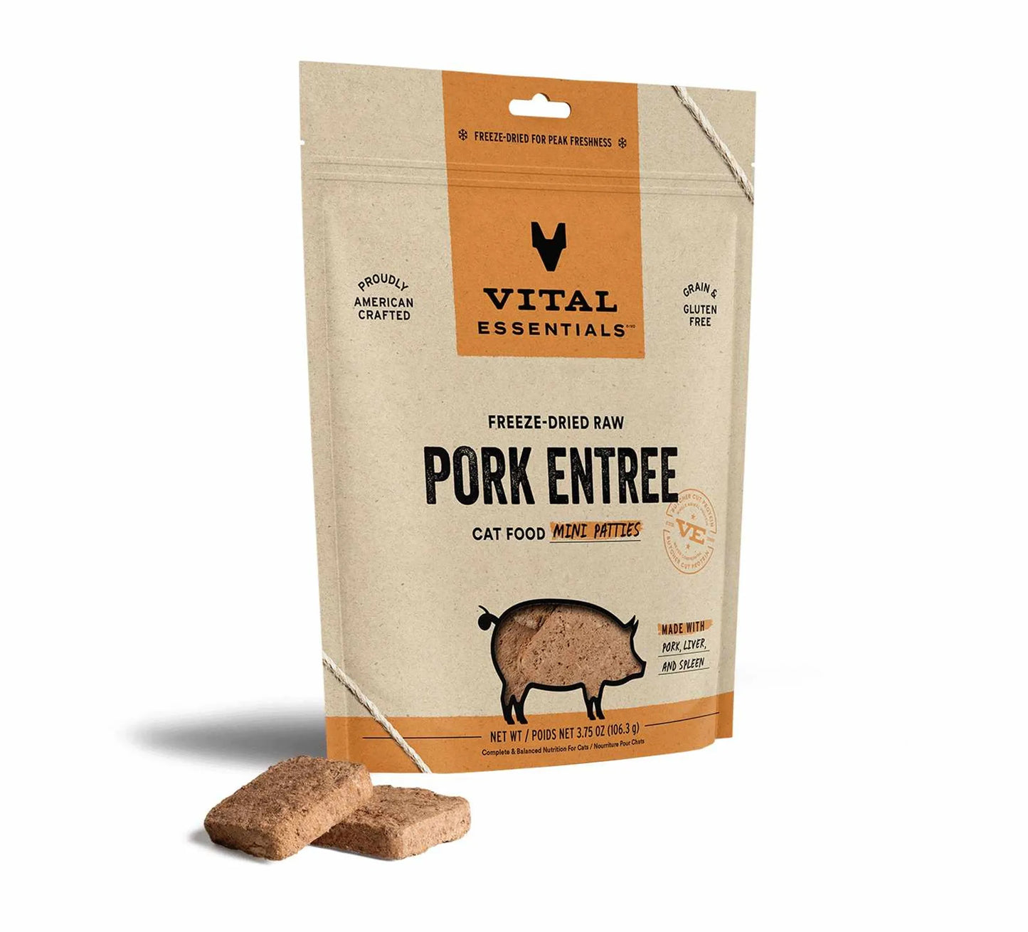 Vital Essentials(R) Freeze-Dried Raw Pork Entree Cat Food Mini Patties - Your Pet Connection