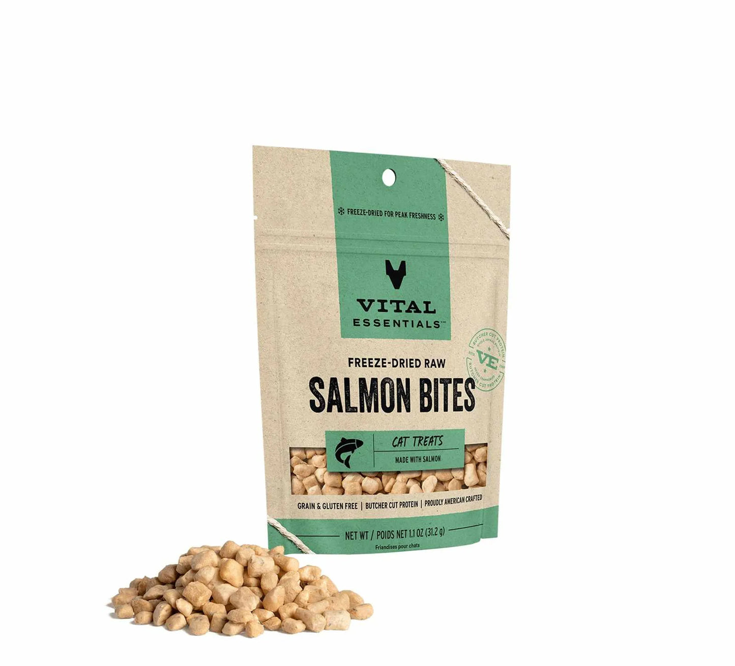 Vital Essentials(R) Freeze-Dried Salmon Bites Cat Treats, 1.1 oz - Your Pet Connection
