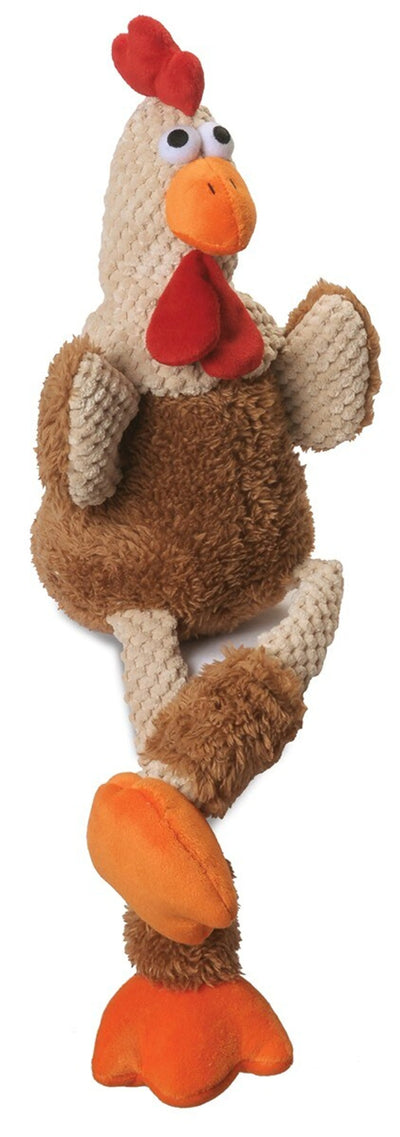 goDog Checkers Skinny Rooster Brown w/Chew Guard Plush Dog Toy - Your Pet Connection