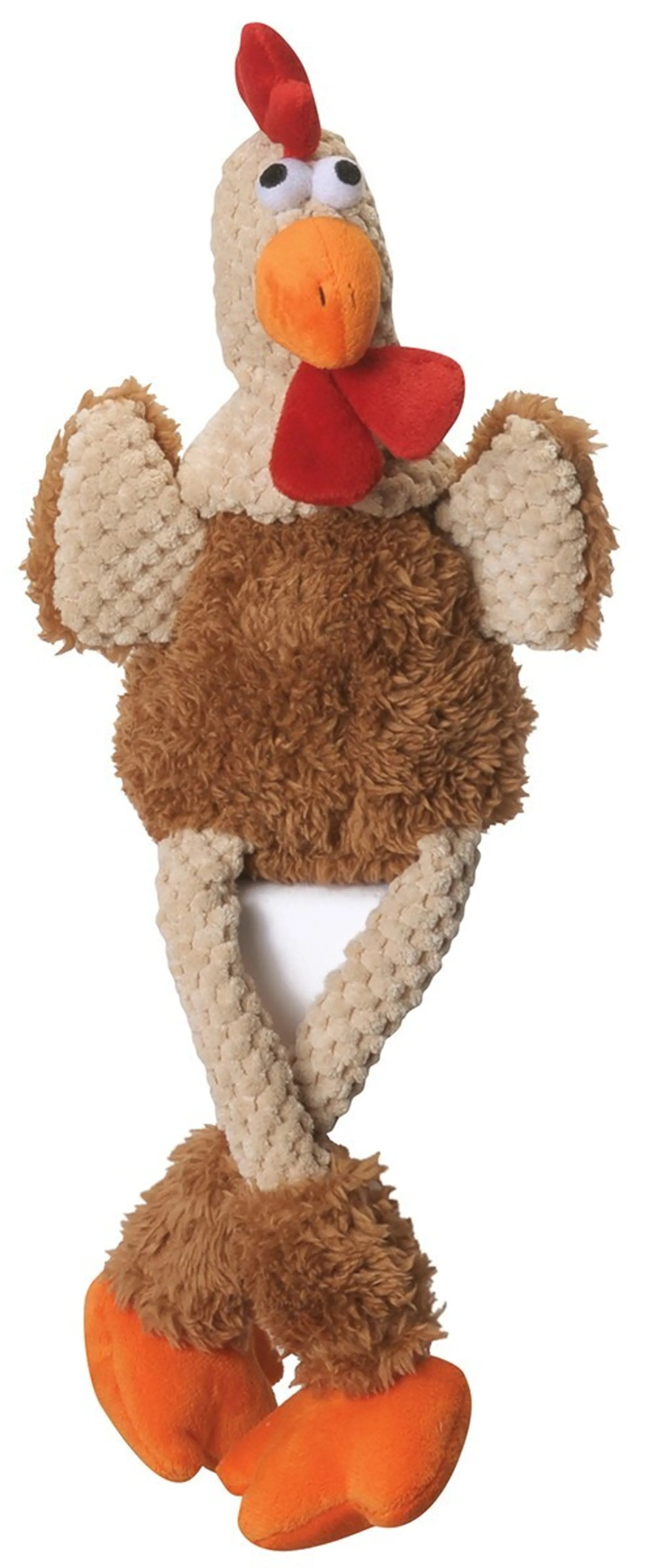 goDog Checkers Skinny Rooster Brown w/Chew Guard Plush Dog Toy - Your Pet Connection