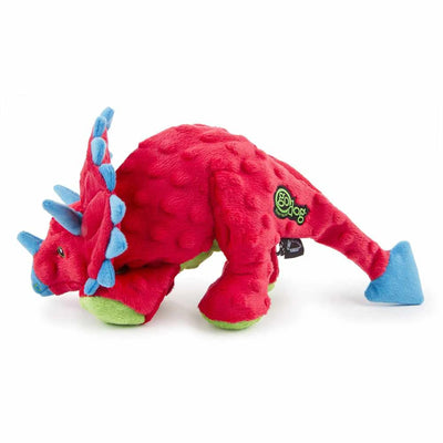 goDog Dino Triceratops w/Chew Guard Plush Dog Toy Red - Your Pet Connection