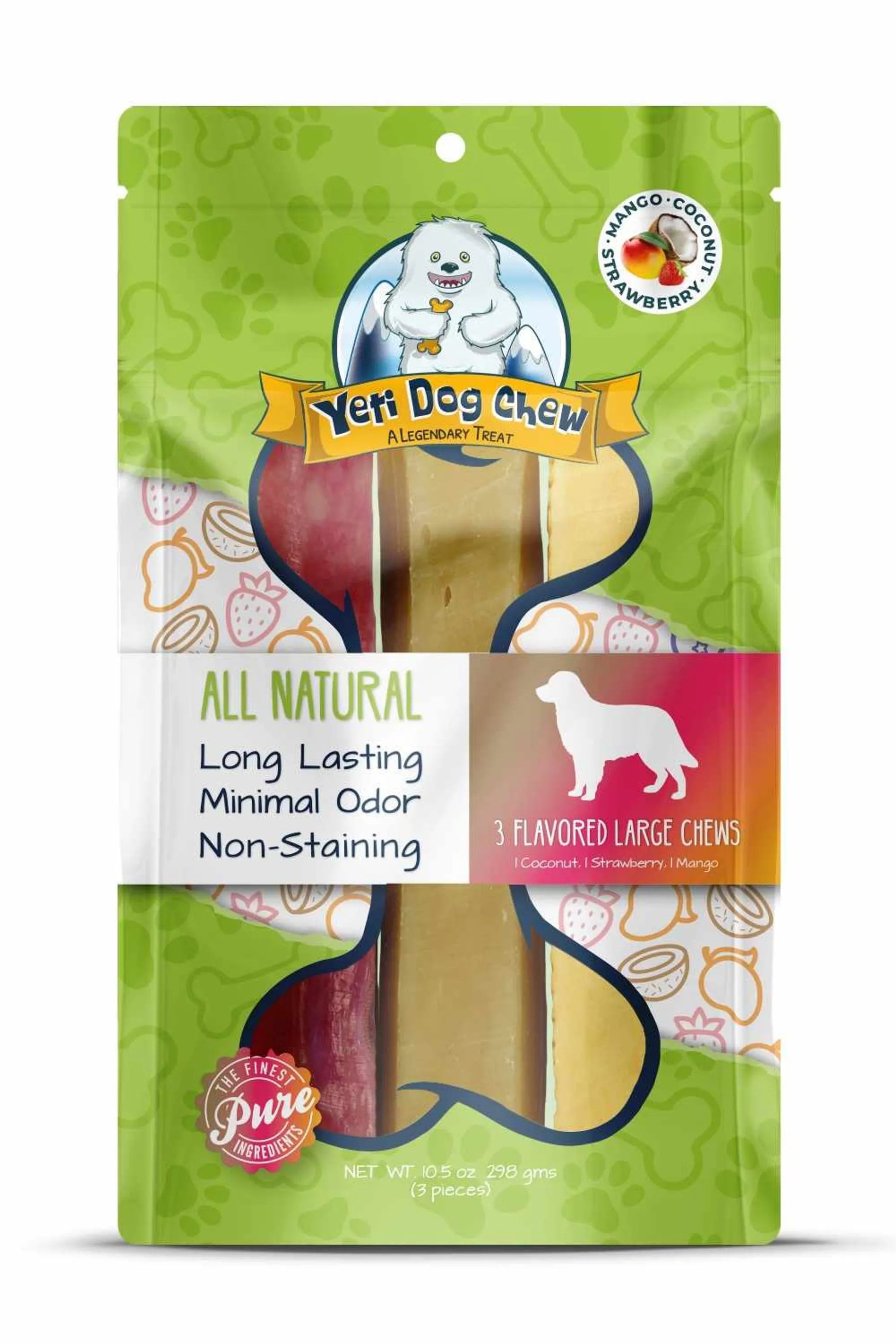 Yeti Dog Chews Coconut/Strawberry/Mango Large 3 pk 10.5oz - Your Pet Connection