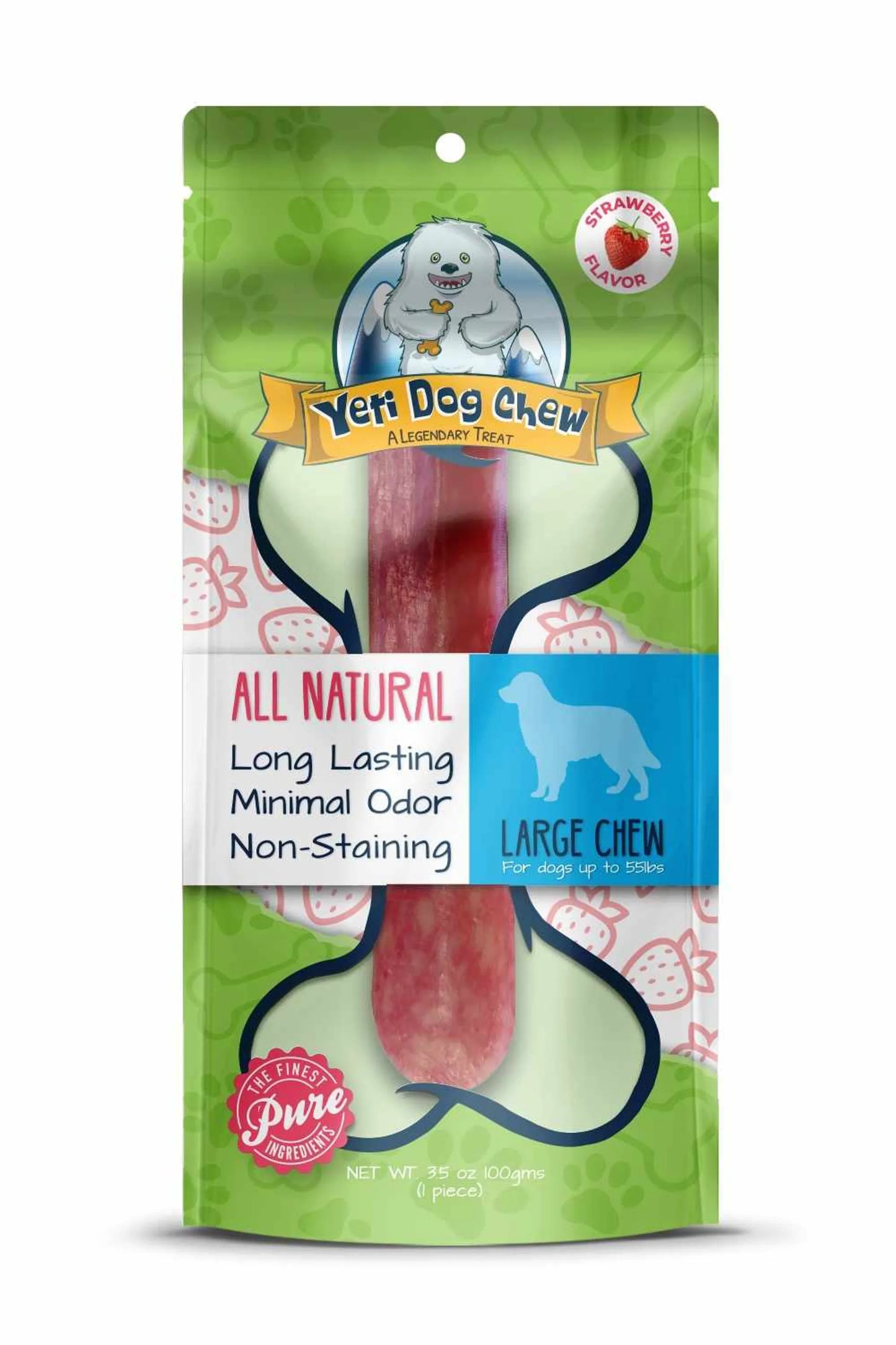 Yeti Dog Chews Strawberry Large Chews 1 piece 3.5oz - Your Pet Connection