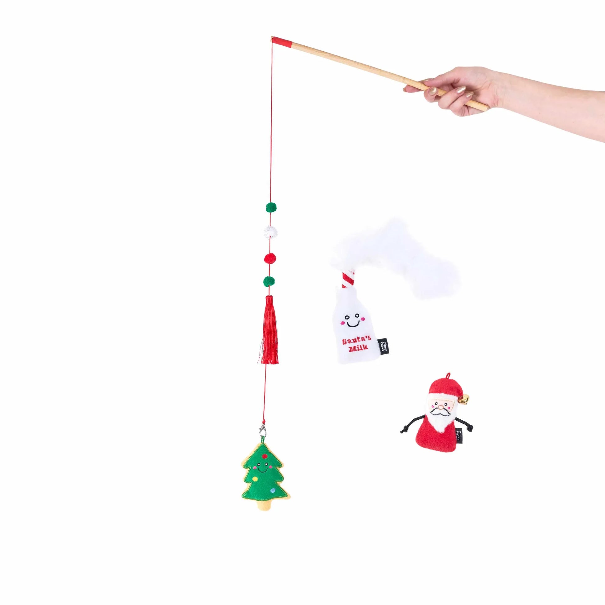ZippyClaws Holiday ZippyStick Santa with Cookies & Milk Cat Toy - Your Pet Connection