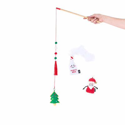 ZippyClaws Holiday ZippyStick Santa with Cookies & Milk Cat Toy - Your Pet Connection