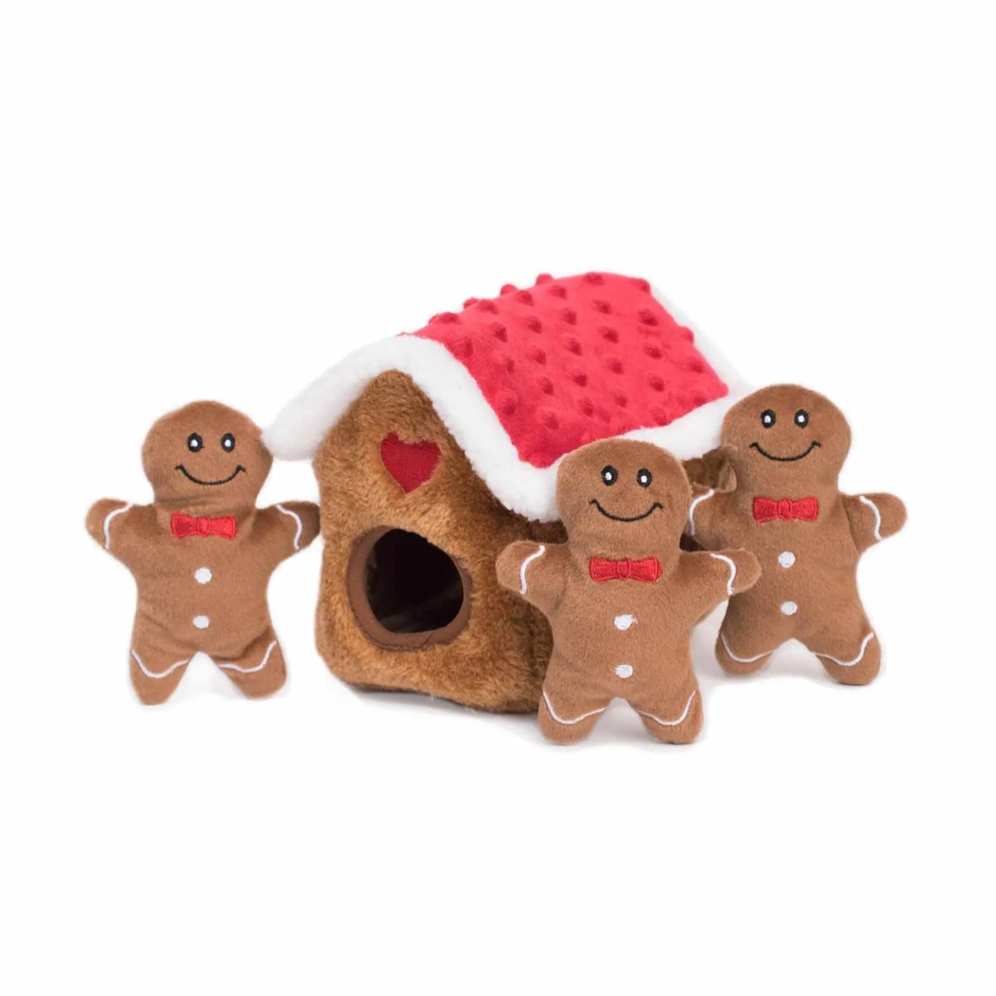 ZippyPaws Holiday Zippy Burrow Gingerbread House Plush Dog Toy - Your Pet Connection