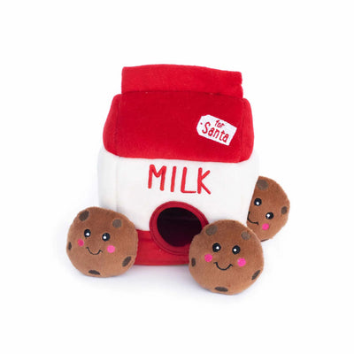 ZippyPaws Holiday Zippy Burrow Santa's Milk and Cookies Plush Dog Toy - Your Pet Connection