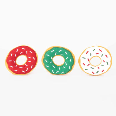ZippyPaws Miniz  Holiday Donutz Plush Dog Toy 3pk - Your Pet Connection