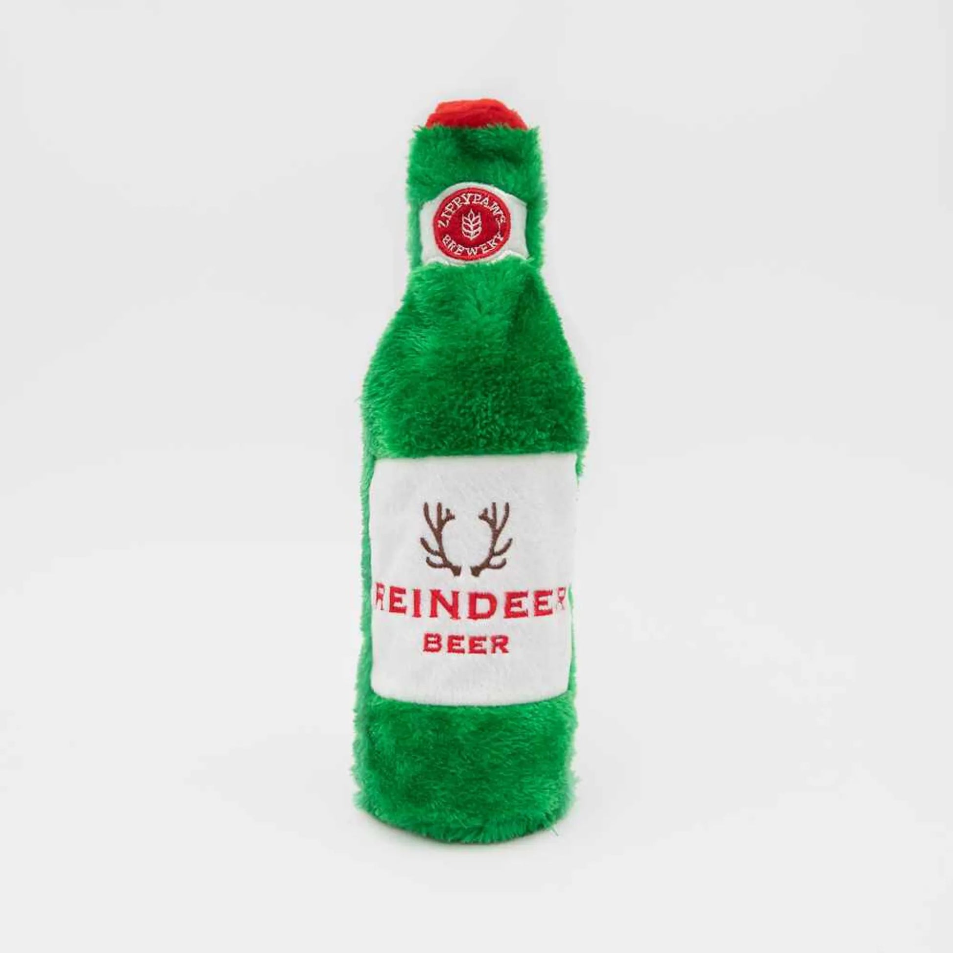 ZippyPaws Holiday Happy Hour Crusherz Reindeer Beer Plush Dog Toy - Your Pet Connection