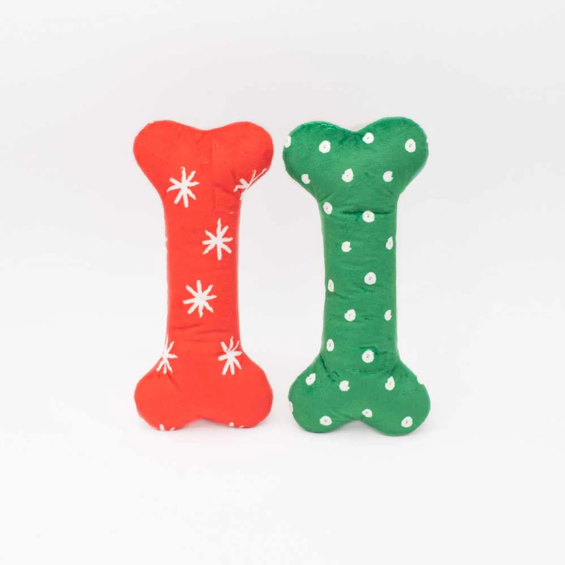 ZippyPaws Holiday Patterned Bones Plush Dog Toy Large 2pk - Your Pet Connection