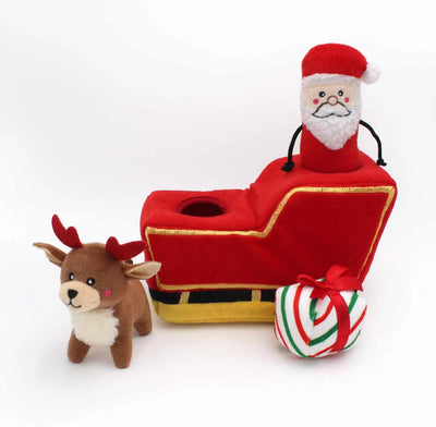 ZippyPaws Holiday Burrow(TM) Santa's Sleigh Plush Dog Toy - Your Pet Connection