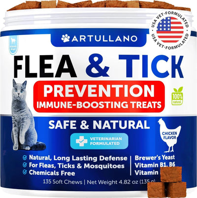 Artullano Flea & Tick Chews for Cats - 60 Pack
