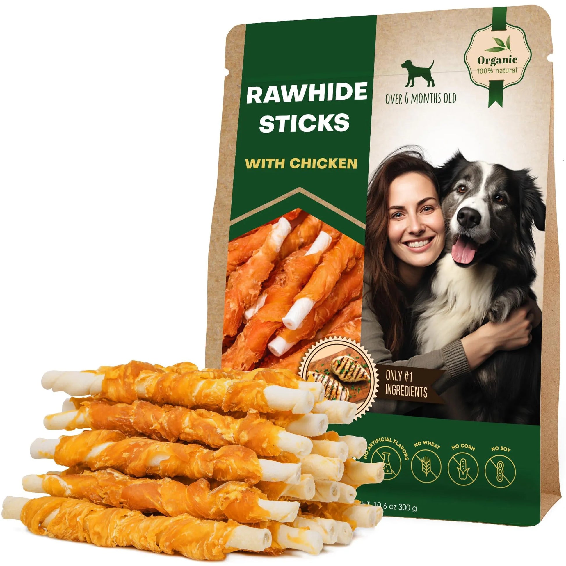Dog Rawhide Sticks Wrapped with Chicken & Pet Natural Chew Treats - Your Pet Connection