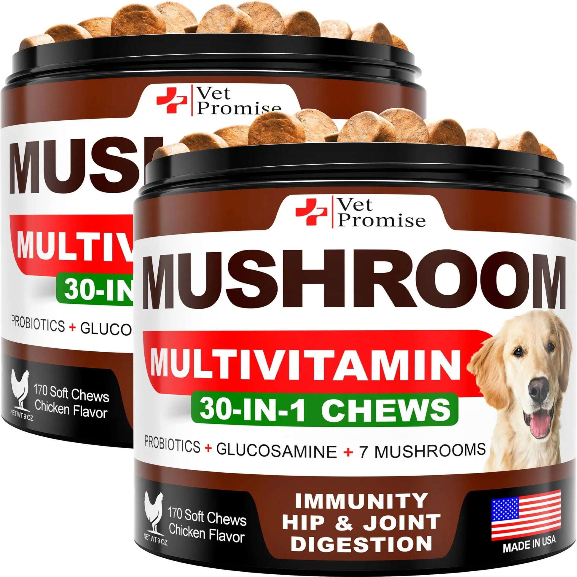 2 Pack Mushroom for Dogs 340 Chews Turkey Tail Mushroom - Your Pet Connection