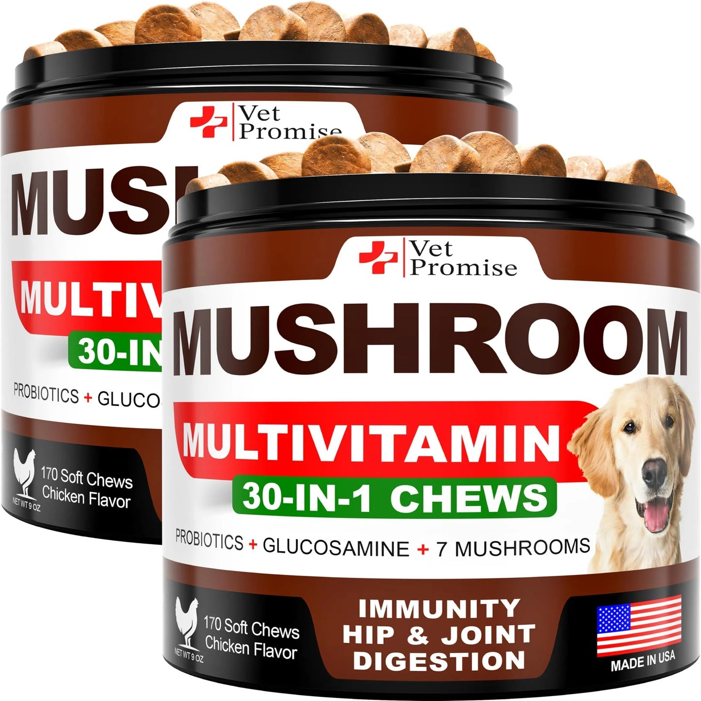 2 Pack Mushroom for Dogs 340 Chews Turkey Tail Mushroom - Your Pet Connection