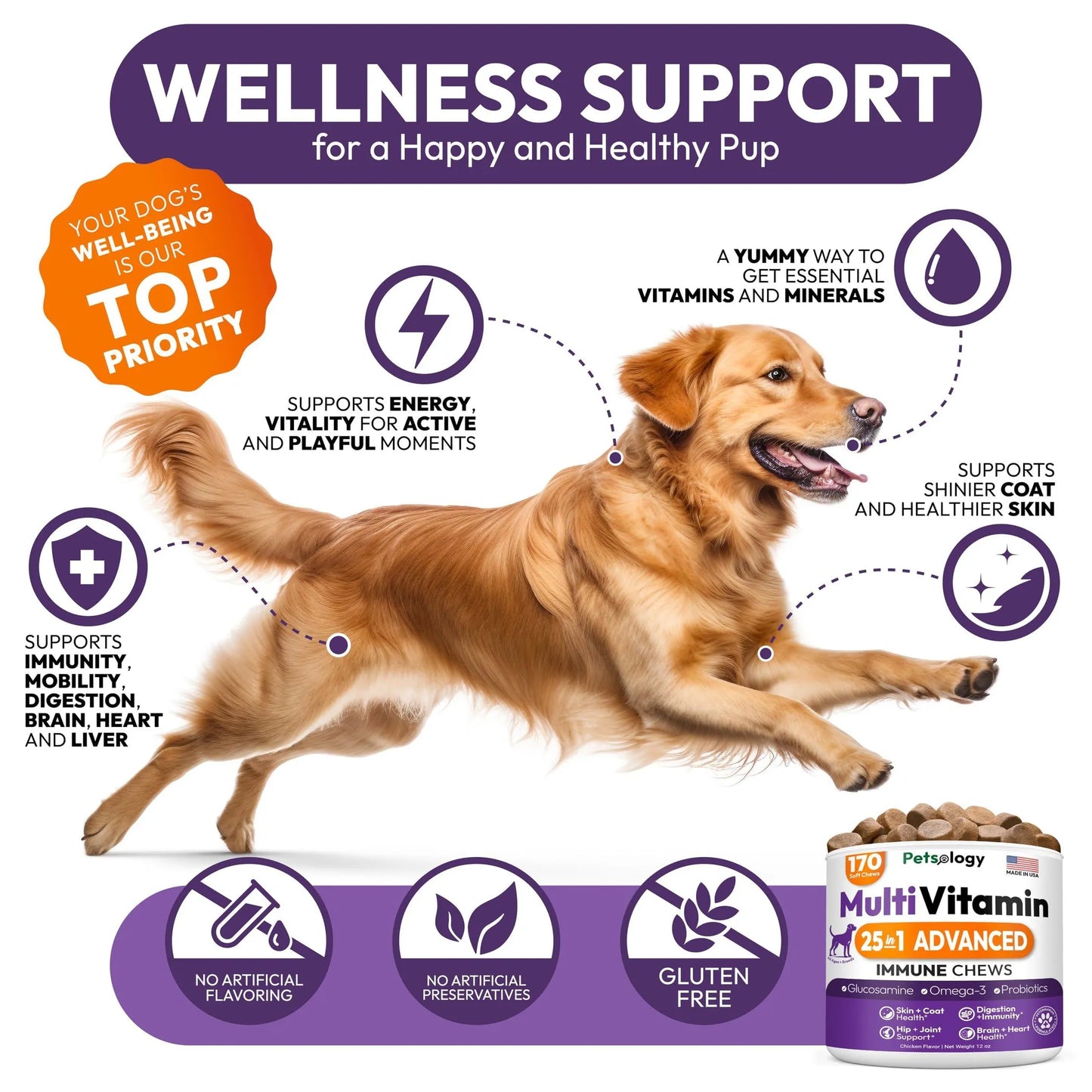 Petsology 25-In-1 Dog Multivitamin Tablets 200g